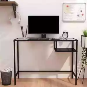 Stylish Glass Computer Desk Laptop Study Table Home Office Workstation Black - Picture 1 of 7