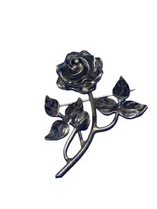 Spilla spilla floreale art deco rosa 3D argento sterling 925 timbrato Messico - Foto 1 di 7