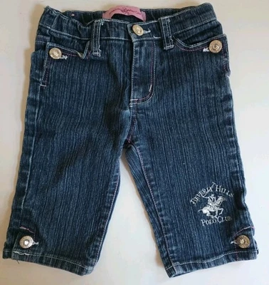 Beverly Hills Polo Club Girls Toddler Sz 5 Denim Embroidered Jeans - Изображение 1 из 3