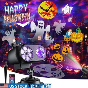 Halloween Projector Light 8 Patterns Remote Control Adjustable LED Decoration - Picture 1 of 19