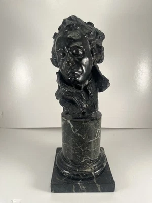 Bronze & Marble Bust of Beethoven Signed Alfredo Pine & Paris Foundry Circa 1915 - Image 1 of 4