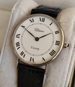 Orologio elegante Swiss Made Ultimo Viceroy carica manuale - sottile vintage vera pelle - Foto 1 di 9
