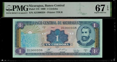 Nicaragua 1 Cordoba 1990 PMG 67 EPQ UNC  Pick # 173 - Image 1 of 2