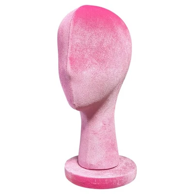 Female Head Mannquin Pink Velvet Dress Form,Fully Pinnable Can Wear Earring H... - Image 1 of 4