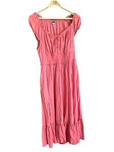 Old navy women's maxi dress Whimsical Milkmaid Cottagecore size L Peach Boho - Picture 1 of 8