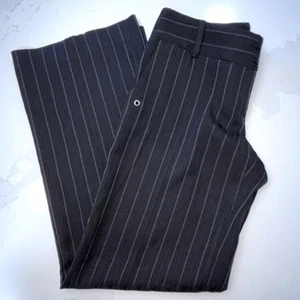 Arden B Black Pinstripe Wide Leg Trouser Pants Gromet Chain Womens 2 Black - Picture 1 of 7