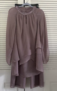JJ's House 2-Pc Purple Chiffon Pantsuit Womens 14/16 Mother of the Bride/Groom - Picture 1 of 20