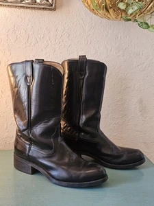 Acme Vulcan Herren 10,5 D schwarz Leder Biker Moto Roper Vintage Westernstiefel USA - Bild 1 von 18