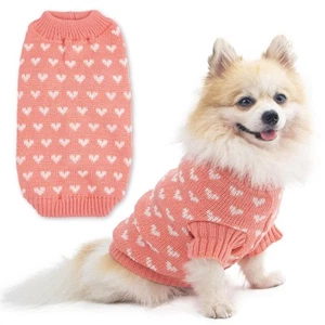 Dog Sweater Heart Puppy Sweater Warm Soft Pet Cloth Dog Outfits for Small Dog... - Picture 1 of 6