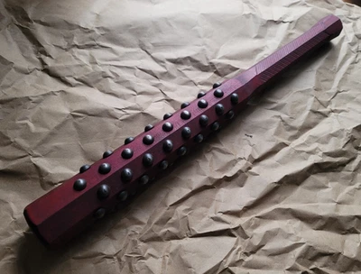 RMJ 战术 19 英寸 Tetsubo,镶嵌日本战争俱乐部,山核桃,64 铁钉 — 第 1/4 张图片