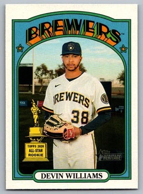 2021 Topps Heritage Devin Williams Milwaukee Brewers #210 - Image 1 of 2
