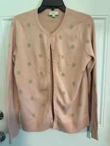 Loft Outlet Damen Cardigan Pullover rosa mit Metallic Gold Tupfen Knopf Gr. L - Bild 1 von 6