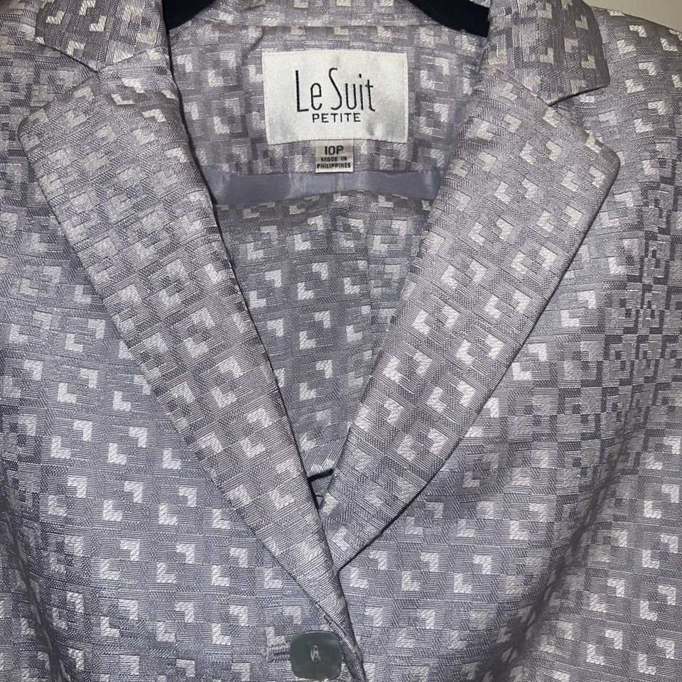 Le Suit Mujer 2 Piezas Falda Traje Blazer Con Botones Gris Cuadros Carrera.  Talla 10P Foto 1 de 4