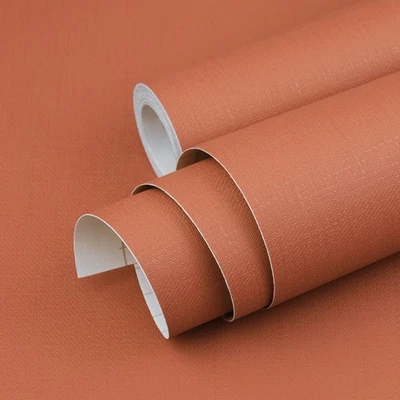 Burnt Orange Textured Peel and Stick Wallpaper 15.7" × 480" Removable Waterpr... Foto 1 de 4