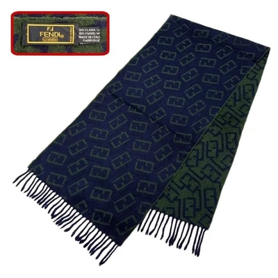 FENDI genuine vintage Blue / Green Wool wrap shawl winter scarf scarves - Image 1 of 4