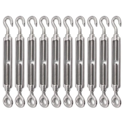 FVIEXE 10Pack M6 Turnbuckle Hook and Eye, Stainless Steel Cables Wire Turnbuc...
