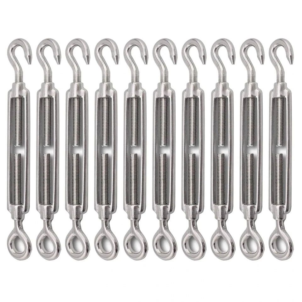 FVIEXE 10Pack M6 Turnbuckle Hook and Eye, Stainless Steel Cables Wire Turnbuc...