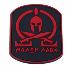 3D Rubber Klett Patch Molon Labe  6,3 x 7,9 cm Rot - Bild 1 von 1