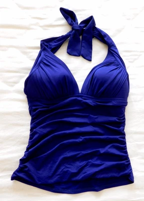 La Blanca WOMENS Size 4 Island Goddess Halter Purple Ruched Tankini Swimsuit Top - Image 1 of 4