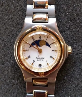 Vintage Accurist Ladies Moon Phase Watch New Battery Running - Image 1 of 4