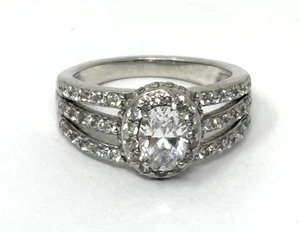 Split Shank Halo Ring In Sterling Silver Band, Size 6 - Picture 1 of 5
