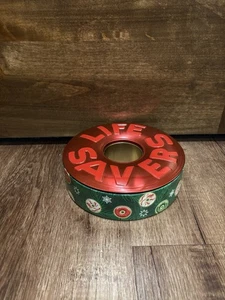 Contenitore in latta forma rotonda natalizia caramelle salvavita coperchio rosso vuoto - Foto 1 di 5