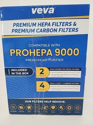 VEVA 9000 HEPA 2 Pack Replacement Filters Including 4 Carbon Pre Filters - Image 1 of 4