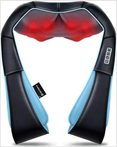 Masajeador de espalda y hombros Shiatsu con almohada de amasamiento de tejido profundo térmico 4D - Imagen 1 de 7