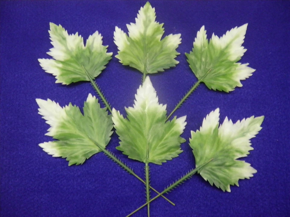 6 hojas de arce de plástico vintage - verde Foto 1 de 1