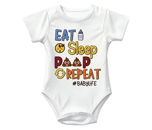 Eat Sleep Poop Repeat Baby Grow Body Weste lustiges Geschenk - Bild 1 von 1