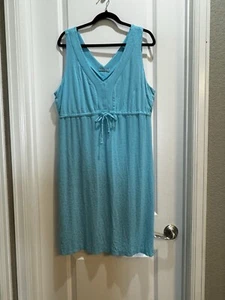 FRESH PRODUCE Blue Floral Drawstring Dress Sleeveless XL Armpit To Armpit 22” - Picture 1 of 7