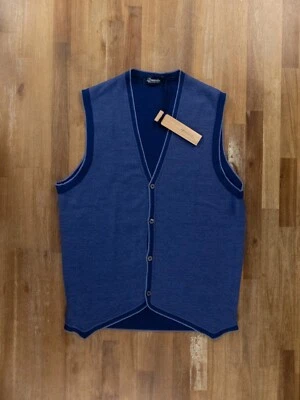 DRUMOHR Chaleco Tejido Lana Azul Chaleco Suéter Talla 50 IT / Grande Nuevo con Etiquetas Auténtico Foto 1 de 4