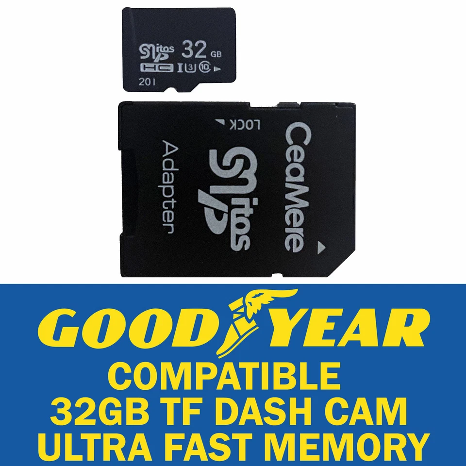 32GB Dash Cam Memory Card Ultra High Speed Goodyear Compatible Plus SD Adapter - Image 1 of 1