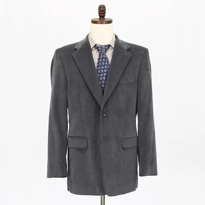 Express 44R Gray Sport Coat Blazer Jacket Solid 2B Corduroy - Image 1 of 4