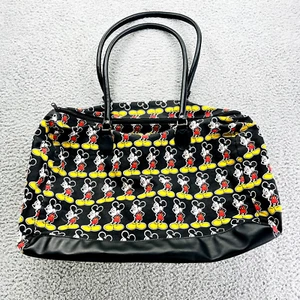 Walt Disney World Mickey Mouse Black Canvas Tote Duffle Gym Travel Bag - Picture 1 of 12