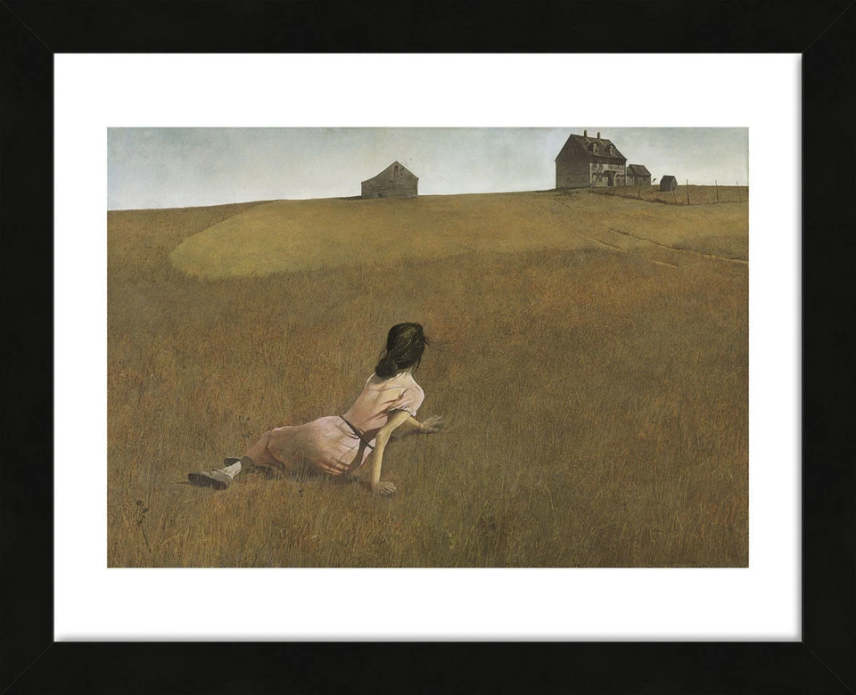 ARTE ENMARCADO Christina's World por Andrew Wyeth Impresión Mujer Campo Marco Negro 13x16 Foto 1 de 1