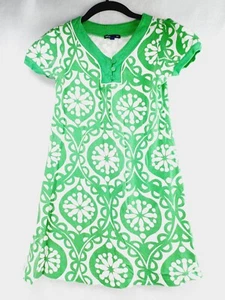 GapKids Blouse Girls Large (10) Green/White Floral Cotton V-Neck Short Sleeve - Picture 1 of 8