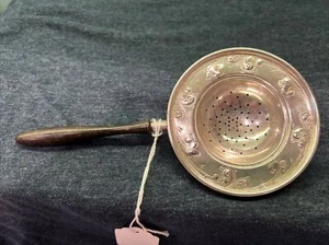 Vintage Sterling Silver Vine Design Tea Strainer With Wooden Handle 7” - Picture 1 of 9