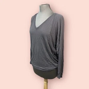 Aritzia Wilfred Dolman Sleeves Pullover V Neck Top Dark Gray Sz XXS  - Picture 1 of 4