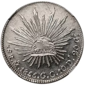 MÉXICO Plata 8 Reales 1855 Mo-GC NGC UNC, Ciudad de México Como Nuevo - Imagen 1 de 3