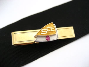Vintage SCE Southern California Edison 10K Gold Service Award Pin Ruby Tie Clip - Picture 1 of 9