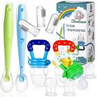 11Pc Baby Food Feeder Set Fresh Fruit Feeding Pacifier Soft Tip Silicone Spoons