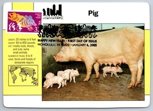 3895l Chinese Lunar New Year Boar FDC Maxi Card - Picture 1 of 2