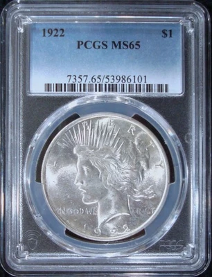 1922 Peace Silver Dollar - PCGS MS 65 - Image 1 of 4