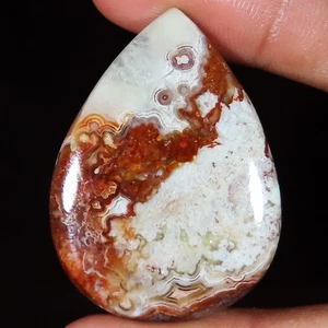 natural CRAZY LACE AGATE pear cabochon loose gemstone 57.20 Carat. (30x42x05 mm) - Picture 1 of 6