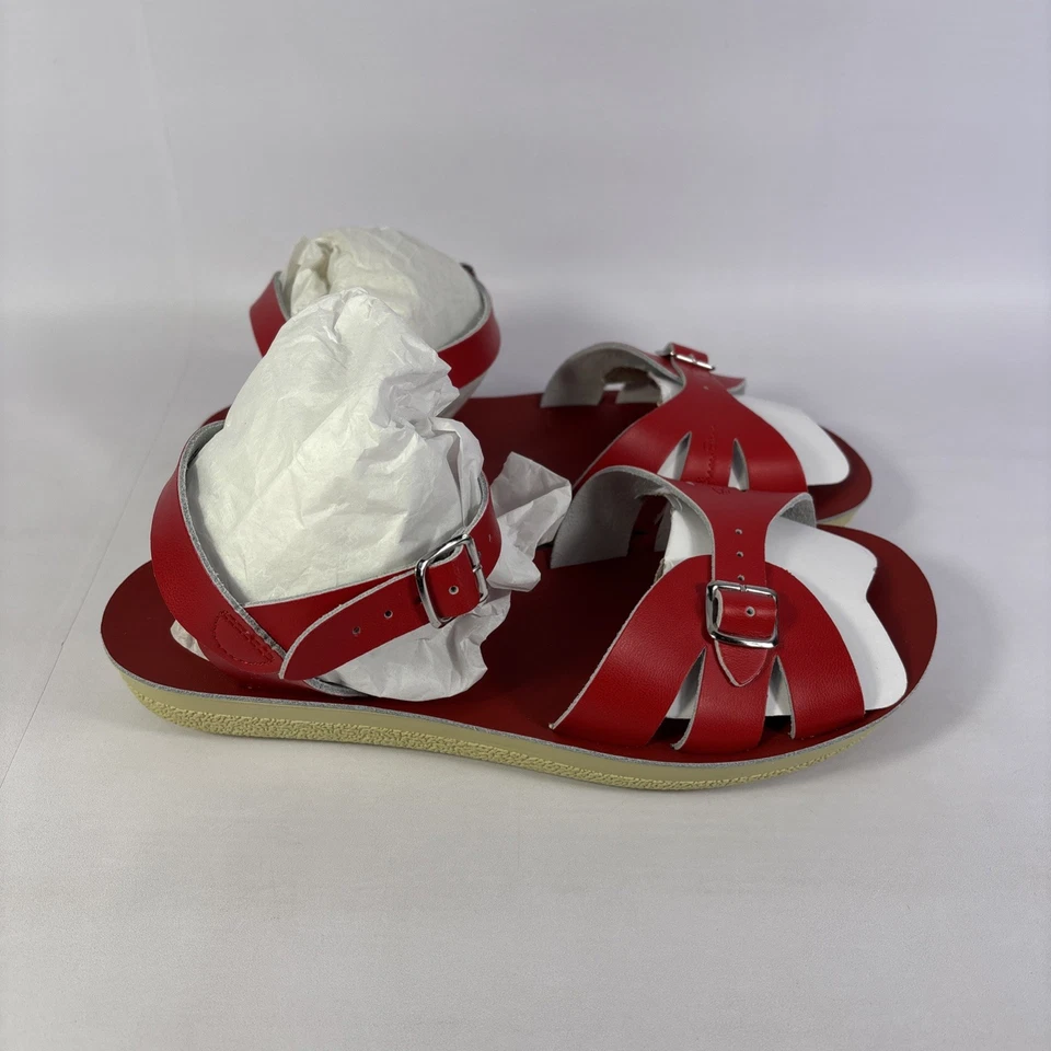 Sandalias Sun San Surfer rojas - dos correas - cuero niños pequeños talla 7 Foto 1 de 4
