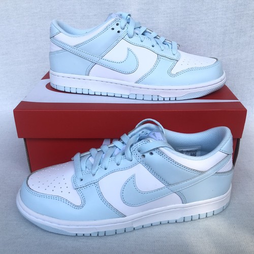 Nike Dunk Low GS Swoosh FB9109 105 Youth 7Y donna 8 5 Glacier bambino blu bianco