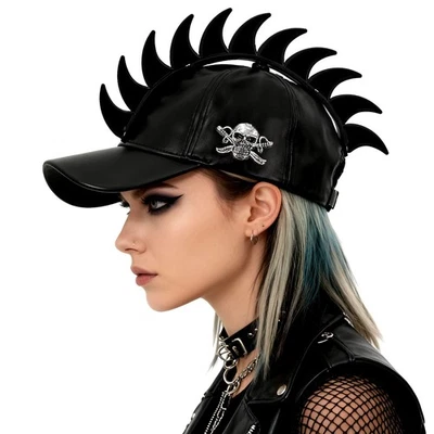 Genial Punk Rock Gótico Erizo Gorra Motocicleta Calavera Picos Tachuelas Gorra Hombres/Mujeres Foto 1 de 4