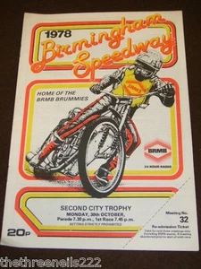 SPEEDWAY - BIRMINGHAM - SECOND CITY TROPHY - 30. OKTOBER 1978 - Bild 1 von 1