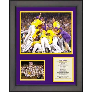 Framed LSU Tigers 2023 Men's College World Series 12"x15" Baseball Photo Collage - Picture 1 of 1